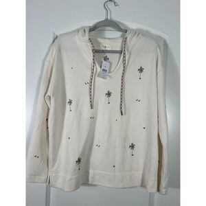 Lou & Grey Floral Embroidered Hooded Sweatshirt SZ XS NWT